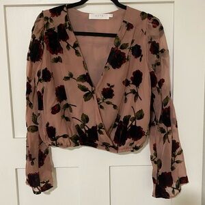 ASTR Floral Blouse - Pink and Black